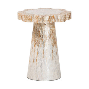 Baxton Studio Bali & Pari Beile Handcrafted Capiz Shell Pedestal End Table for Coastal Living Rooms F2508-FT9-Capiz-ET