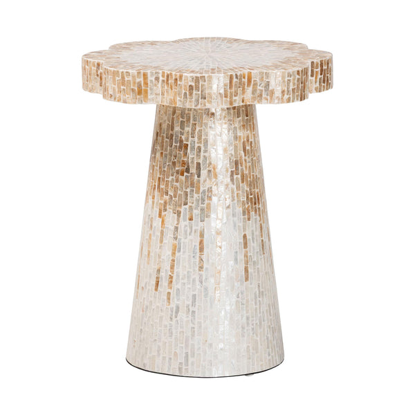 Baxton Studio Bali & Pari Beile Handcrafted Capiz Shell Pedestal End Table for Coastal Living Rooms F2508-FT9-Capiz-ET