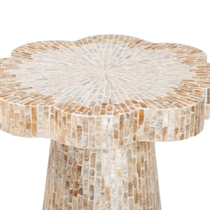 Baxton Studio Bali & Pari Beile Handcrafted Capiz Shell Pedestal End Table for Coastal Living Rooms F2508-FT9-Capiz-ET