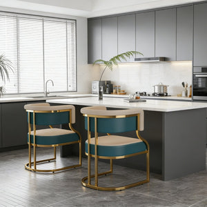 English Elm Modern Gold Iron Frame Pu Leather Armless Dining Chairs Ergonomic Cushioned Set W2699P430962