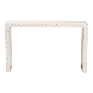 Baxton Studio Bali & Pari Capiz Shell Waterfall Console Table Handcrafted Mosaic Inlay Entryway F2508-FT23-MOP-Console Table