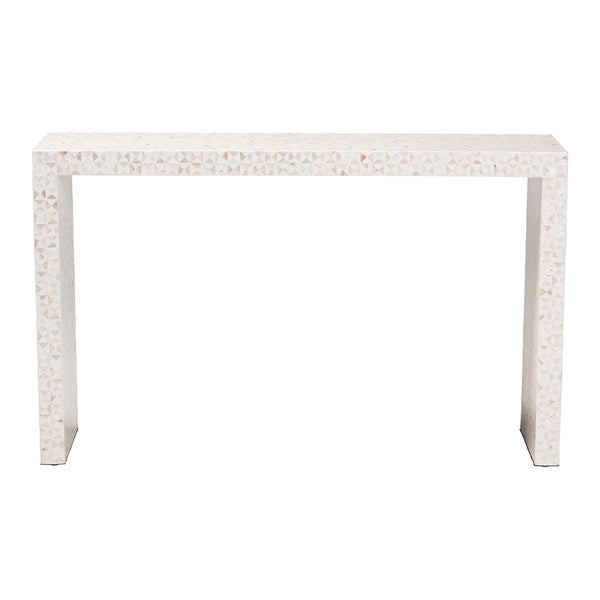 Baxton Studio Bali & Pari Capiz Shell Waterfall Console Table Handcrafted Mosaic Inlay Entryway F2508-FT23-MOP-Console Table