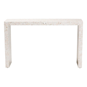 Baxton Studio Bali & Pari Capiz Shell Waterfall Console Table Handcrafted Mosaic Inlay Entryway F2508-FT23-MOP-Console Table