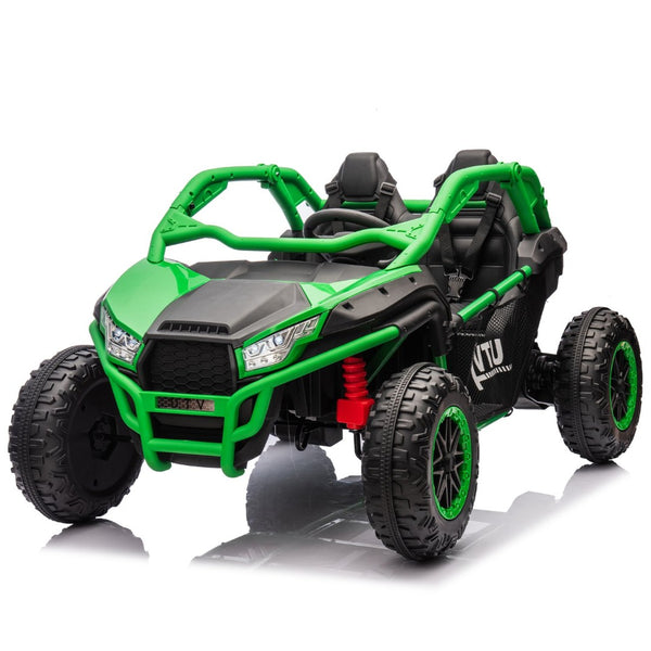 English Elm 24v Two Seater Kids Utv with Parental Remote Dual Motors Four Wheel Suspension Led Green W1578P198435