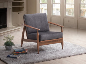 English Elm Alisa Charcoal Fabric Accent Chair with Brown Wood Finish, Removable Cushion, Foam Seat Comfort B2726S00384