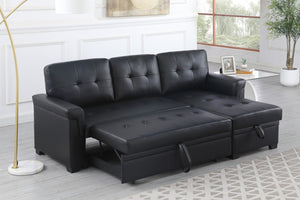 English Elm Jardin Tufted Vegan Leather Sleeper Sectional with Reversible Storage Chaise Modern Living B2749S00277