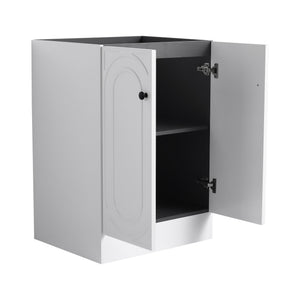 English Elm 24" Freestanding Bathroom Vanity with Integrated Basin Design, Adjustable Shelf & 3 Metal Handles, Eco Plywood Finish White W999P241064