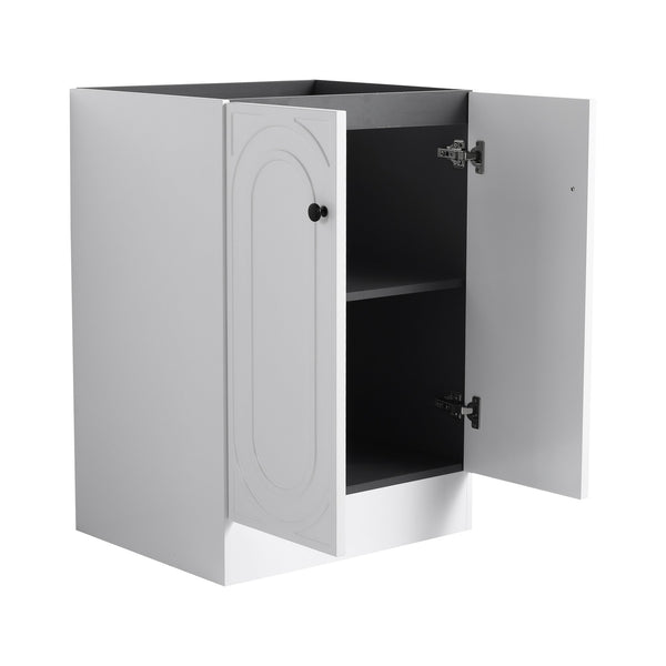 English Elm 24" Freestanding Bathroom Vanity with Integrated Basin Design, Adjustable Shelf & 3 Metal Handles, Eco Plywood Finish White W999P241064