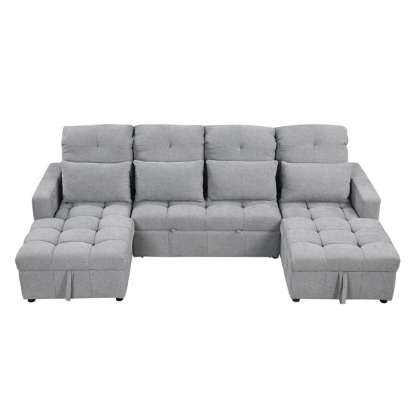 English Elm 101.2" Modular Chenille Sectional Sofa with Tufted Cushions and Deep Seating for Living Room N719S001750E
