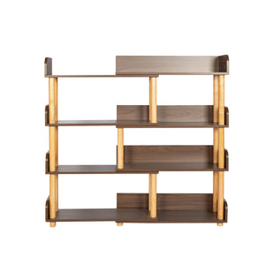 English Elm 4 Tier Retractable Rotatable Corner Bookcase – Walnut Wooden 4-Shelf Space-Saving Rack, Durable MDF & Solid Wood W1801P195686