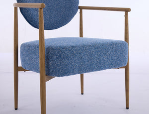 English Elm Blue Woven Fabric Dining Chair with 10cm Foam Cushion, Breathable Wear-Resistant Seat, Iron Frame W3149P375467