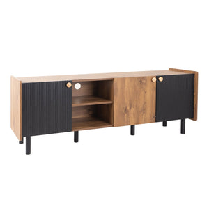 English Elm Mid Century Tv Stand With 3 Cabinets - Stylish Media Console For Tvs Up To 70” With Smart Storage N710P180186P