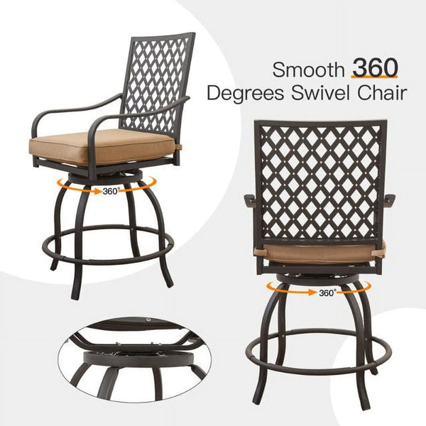 English Elm Outdoor Living 3-Piece Patio Bar Set With Swivel Stools, Cushions, And Durable High-Top Table W1859S00095-GIGA