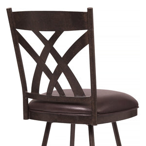 English Elm Dover Mid-century Counter Stool with Tall Back Swivel Seat and Faux Leather Cushion Brown B2736P464872