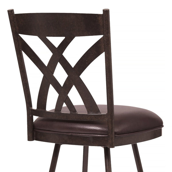 English Elm Dover Mid-century Counter Stool with Tall Back Swivel Seat and Faux Leather Cushion Brown B2736P464872