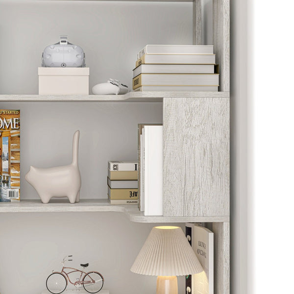 English Elm 90cm L-shaped Corner Bookcase Five Tier Mdf Open Shelving Unit for Home Office W2899P444152