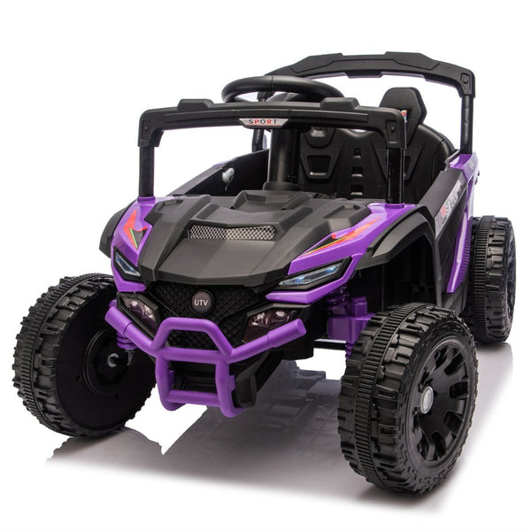 English Elm 24v Kids Utv Ride on with Dual 80w Motors Remote Control and Four Wheel Suspension Purple+Black W1578P343323