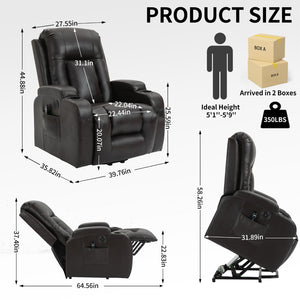 English Elm Infinite Power Lift Recliner with Massage Heating and Usb for Elderly Support W1803S00057