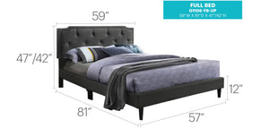 English Elm Stylish Tufted Headboard Queen Bed with Adjustable Height, Sturdy Slats & One-Box Easy Delivery Black 5.5 L x 22.5 W x 59.5 H B078112112