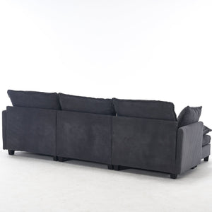 English Elm Modular Velvet U-Shaped Sofa With Ottoman & Lumbar Pillows - Luxurious Comfort For Living Rooms W2705S00023-GIGA