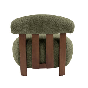 English Elm Christopher Knight Home® - Modern Boucle Accent Chair with Plush Rounded Silhouette, Solid Wood Frame, Cozy Reading Seat Olive Green,Walnut 29 L x 28.5 W x 21.85 H N776P278240S
