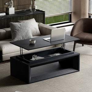 English Elm 43.3'' Wood Veneer Lift Top Coffee Table with Hidden Storage for Living Room Black W1435P453256