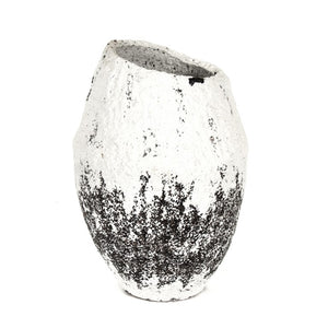 Zentique Distressed Large Terracotta Vase 29cm – Hand-Distressed Grey & White Finish, Rustic Farmhouse Accent 14A105