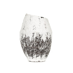 Zentique Distressed Large Terracotta Vase 29cm – Hand-Distressed Grey & White Finish, Rustic Farmhouse Accent 14A105