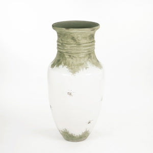 Zentique Distressed Oversized Off-White Terracotta Vase 49.5cm Rustic Matte Finish for Dried Botanicals 14A109