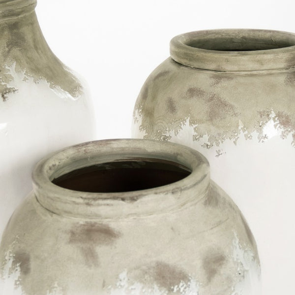 Zentique Distressed Oversized Off-White Terracotta Vase 49.5cm Rustic Matte Finish for Dried Botanicals 14A109