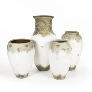 Zentique Distressed Oversized Off-White Terracotta Vase 49.5cm Rustic Matte Finish for Dried Botanicals 14A109