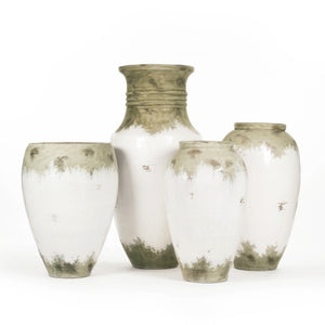 Zentique Distressed Oversized Off-White Terracotta Vase 49.5cm Rustic Matte Finish for Dried Botanicals 14A109
