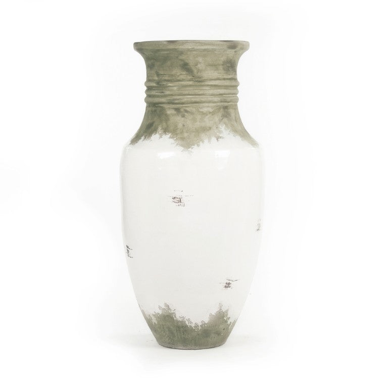 Zentique Distressed Oversized Off-White Terracotta Vase 49.5cm Rustic Matte Finish for Dried Botanicals 14A109