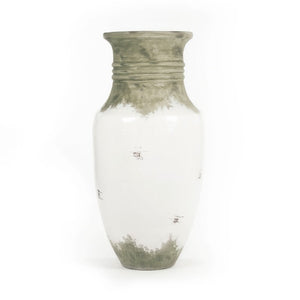 Zentique Distressed Oversized Off-White Terracotta Vase 49.5cm Rustic Matte Finish for Dried Botanicals 14A109