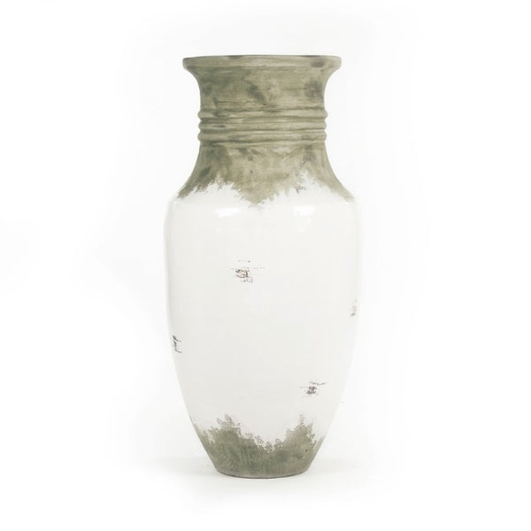 Zentique Distressed Oversized Off-White Terracotta Vase 49.5cm Rustic Matte Finish for Dried Botanicals 14A109