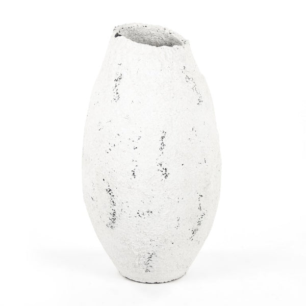 Zentique Distressed Terracotta Large Vase in Grey & White Finish, Weathered Artisanal Accent for Floors, Mantels (98 characters) 14A113