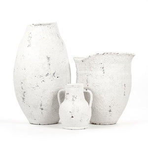Zentique Distressed Terracotta Large Vase in Grey & White Finish, Weathered Artisanal Accent for Floors, Mantels (98 characters) 14A113