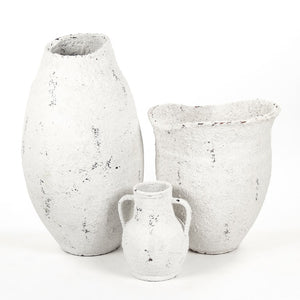 Zentique Distressed Terracotta Large Vase in Grey & White Finish, Weathered Artisanal Accent for Floors, Mantels (98 characters) 14A113