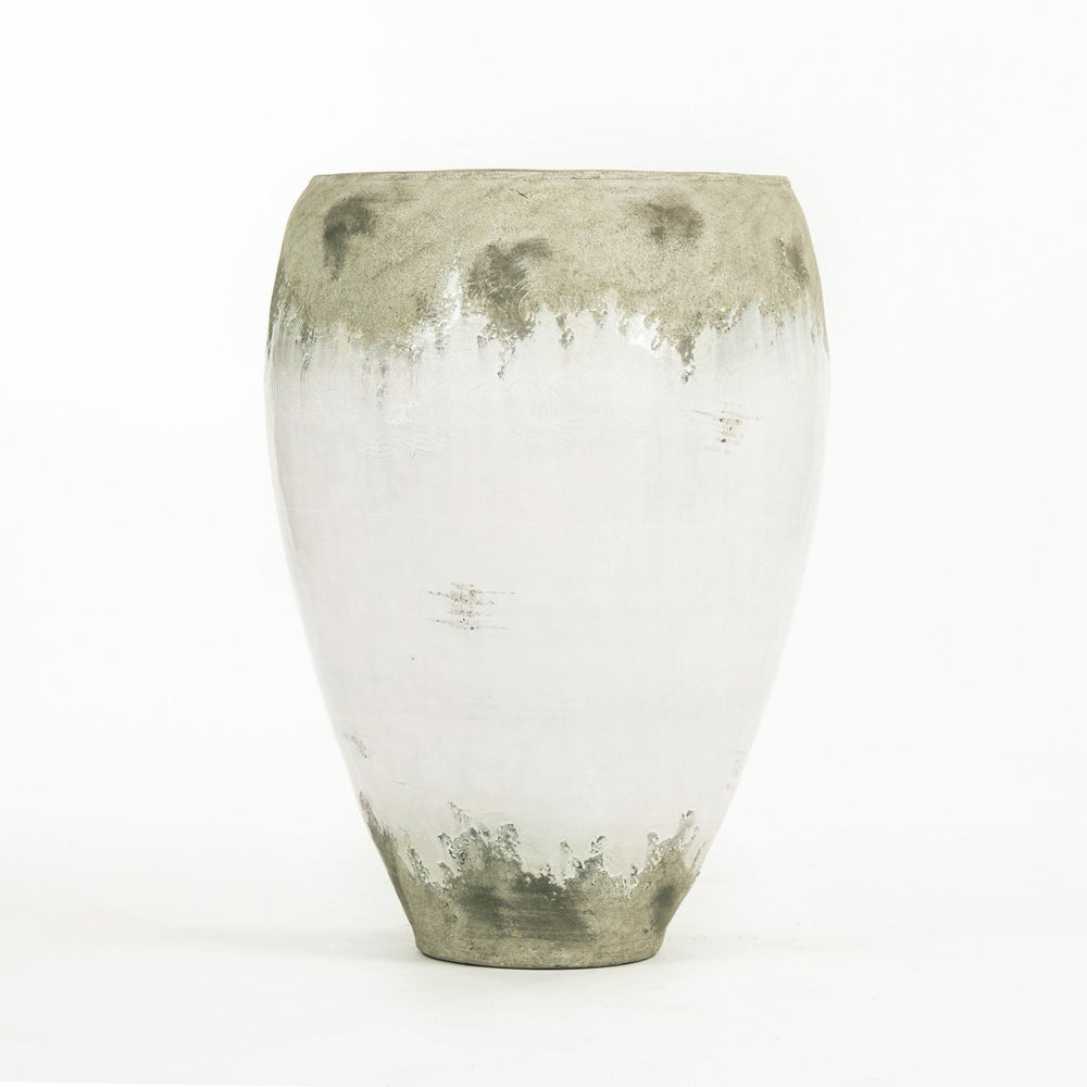 Zentique Distressed Off-white Large Vase (14a121) - Rustic Terracotta Decor Piece For Elegant Home Styling Distressed Off,White Terracotta 14a121