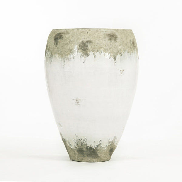 Zentique Distressed Off-white Large Vase (14a121) - Rustic Terracotta Decor Piece For Elegant Home Styling Distressed Off,White Terracotta 14a121
