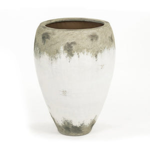 Zentique Distressed Off-White Large Terracotta Vase 31cm H — Weathered Rustic Statement Piece for Floors/Tables 14A121