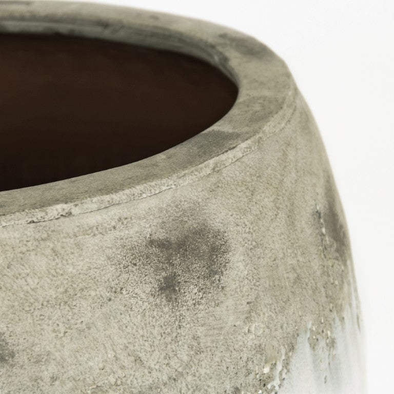Distressed Off-White Large Terracotta Vase 31cm H — Weathered Rustic S