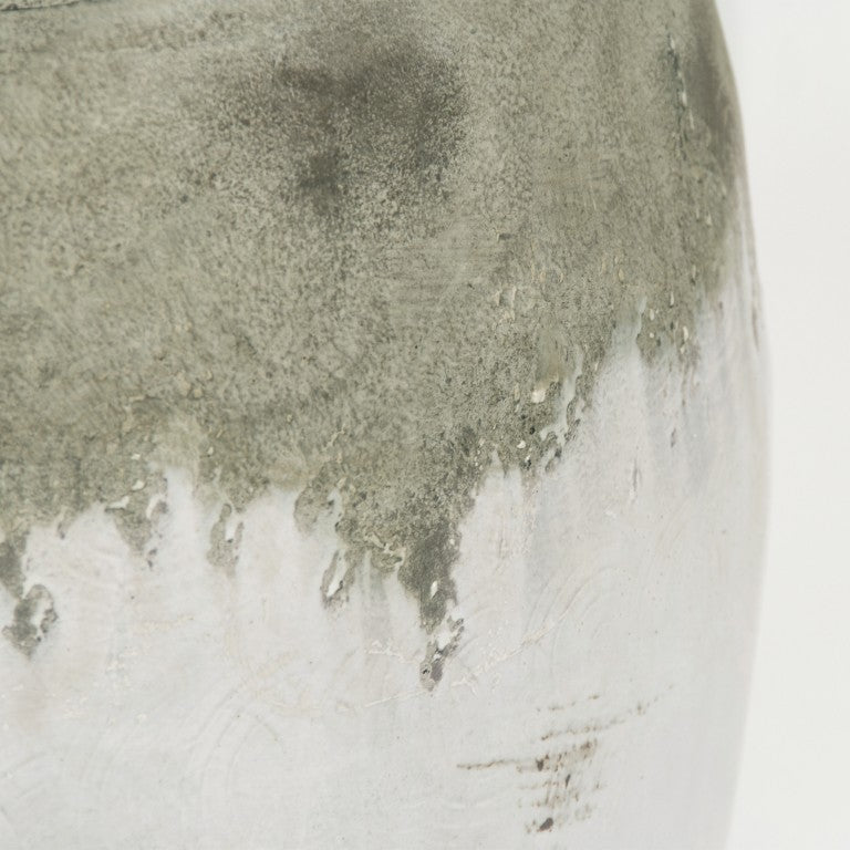 Distressed Off-White Large Terracotta Vase 31cm H — Weathered Rustic S