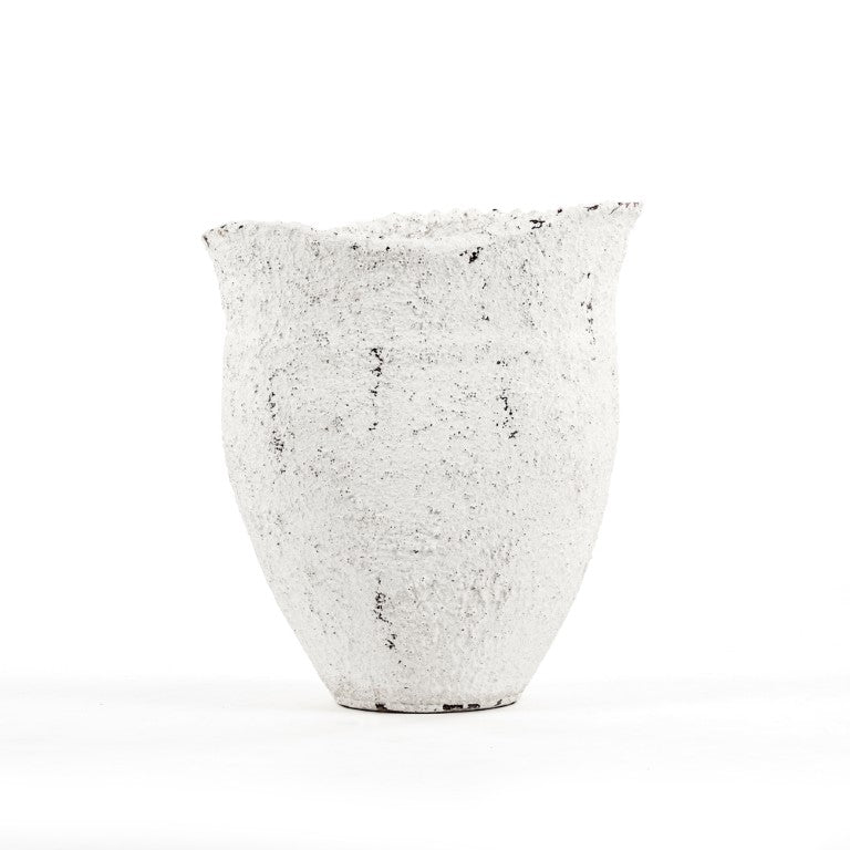 Zentique Distressed Terracotta Floor Vase 25"H in Grey & White Finish — Rustic Statement Piece for Entryways 14A124