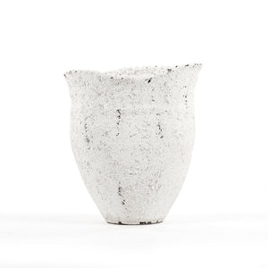 Zentique Distressed Terracotta Floor Vase 25"H in Grey & White Finish — Rustic Statement Piece for Entryways 14A124