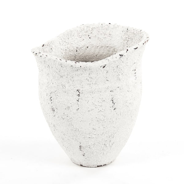 Zentique Distressed Terracotta Floor Vase 25"H in Grey & White Finish — Rustic Statement Piece for Entryways 14A124
