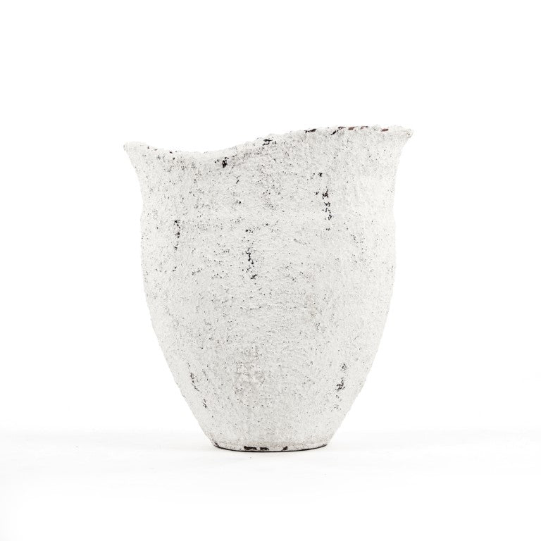 Zentique Distressed Terracotta Floor Vase 25"H in Grey & White Finish — Rustic Statement Piece for Entryways 14A124