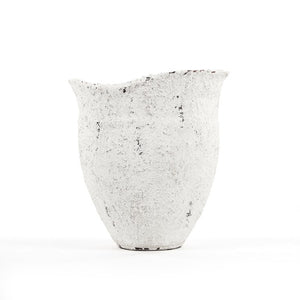 Zentique Distressed Terracotta Floor Vase 25"H in Grey & White Finish — Rustic Statement Piece for Entryways 14A124