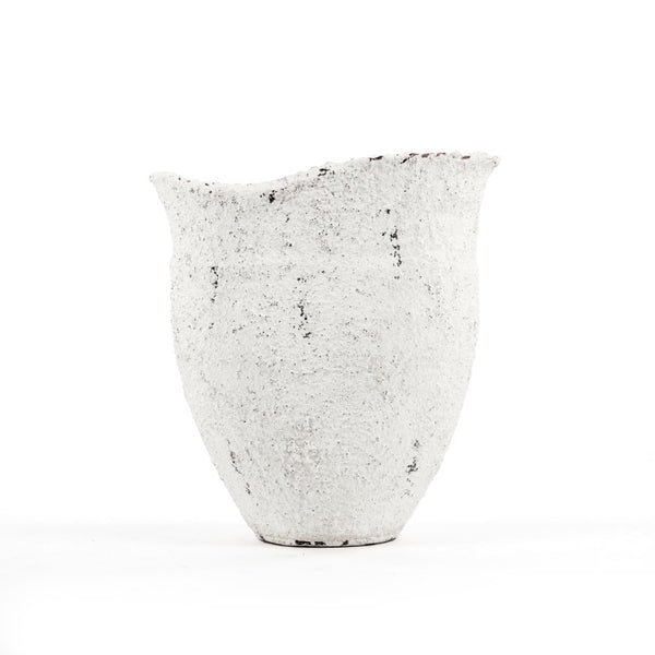 Zentique Distressed Terracotta Floor Vase 25"H in Grey & White Finish — Rustic Statement Piece for Entryways 14A124