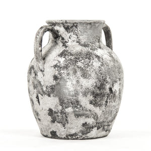 Zentique Distressed Grey Terracotta Vase Large W18xH21xD16, Rustic Hand-Textured Accent for Modern Farmhouse Interiors 14A128